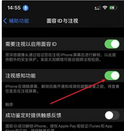 土默特右苹果14维修网点分享iPhone14注视感知功能有什么用 